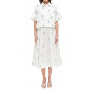 NEW SIMKHAI cosmo camp shirt in white